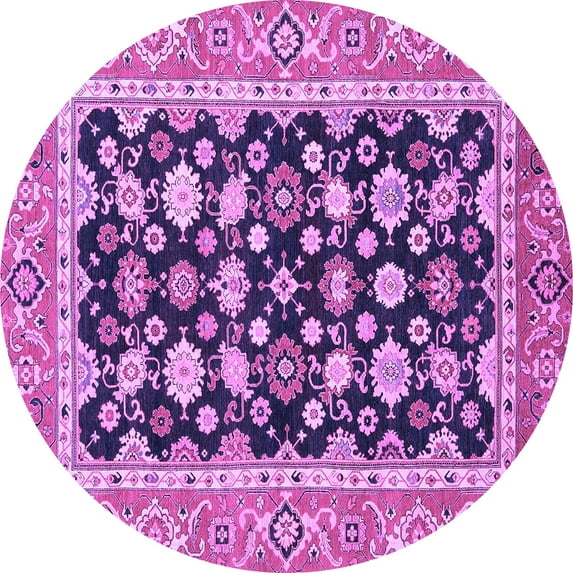 Ahgly Company Indoor Round Abstract Purple Modern Area Rugs, 6' Round