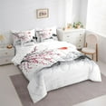 thumbnail image 3 of Homewish Japanese Ukiyoe 7-Piece Twin Bedding Sets,Rustic Cherry Blossom Bedding Comforter Set,Pink White Gray Sheet Sets For Girl,Luxury Bedroom Decor Reversible, 3 of 8