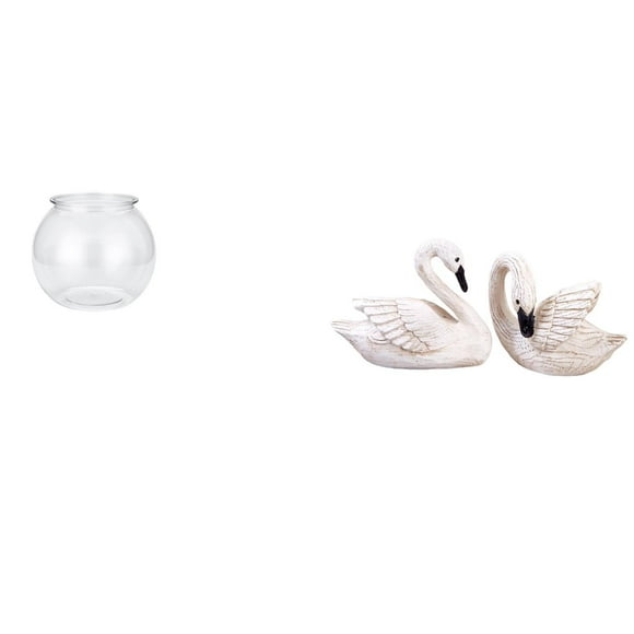 Acuario de escritorio,Pecera pequeña transparente,pecera,jarrón,mesa,Tanque de peces Contenedor de acuario transparente Hogar,estatua de resina de cisne,Figuras de cisne,estatuas,decoración