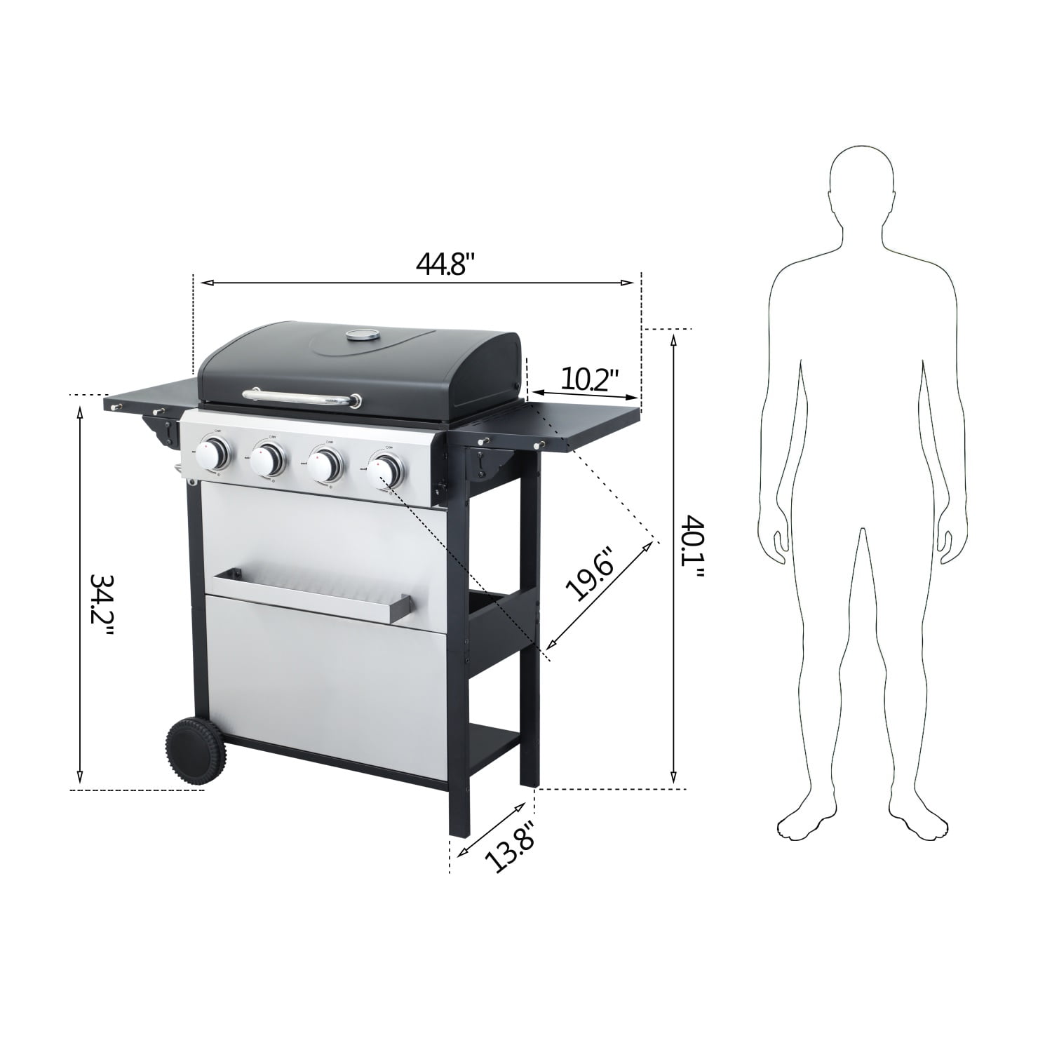 Hommoo 4-Burner Propane Gas BBQ Grill - Thumbnail 3