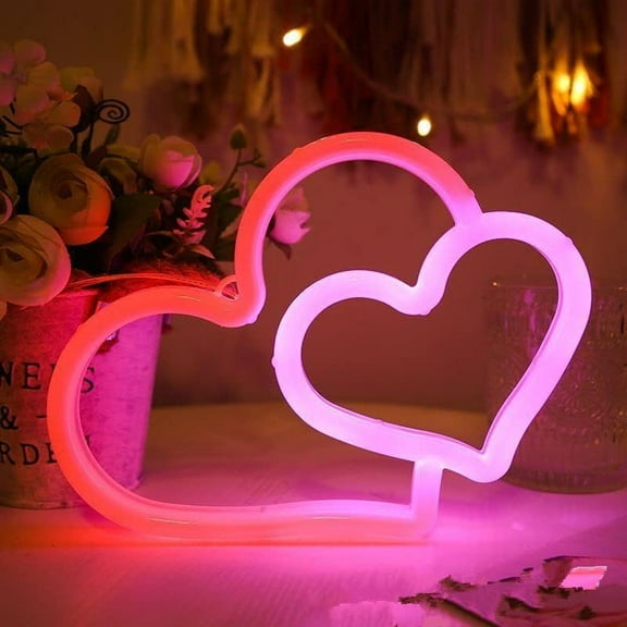 Zhangyh LED Neon Sign,Heart Neon Sign Night Light Wall LED Neon Lamp USB Battery Powered Led Neon Light Sign for Home Bedroom Bar Party Decoration