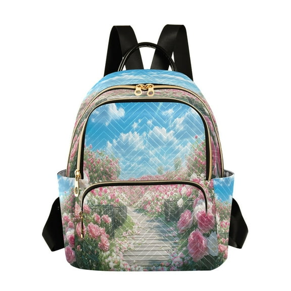 Casual Pink Blooming Rose Backpack for School,College and Travel, Water Resistant Bookbag,