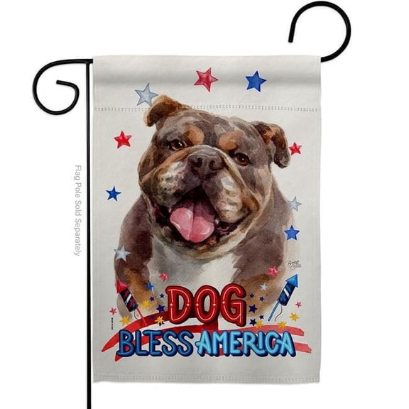 Breeze Decor G120208-BO Patriotic Chocolate Bulldog Animals Dog 13 x 18.5 in. Double-Sided Decorative Vertical Garden Flags for House Decoration Banner Yard Gift