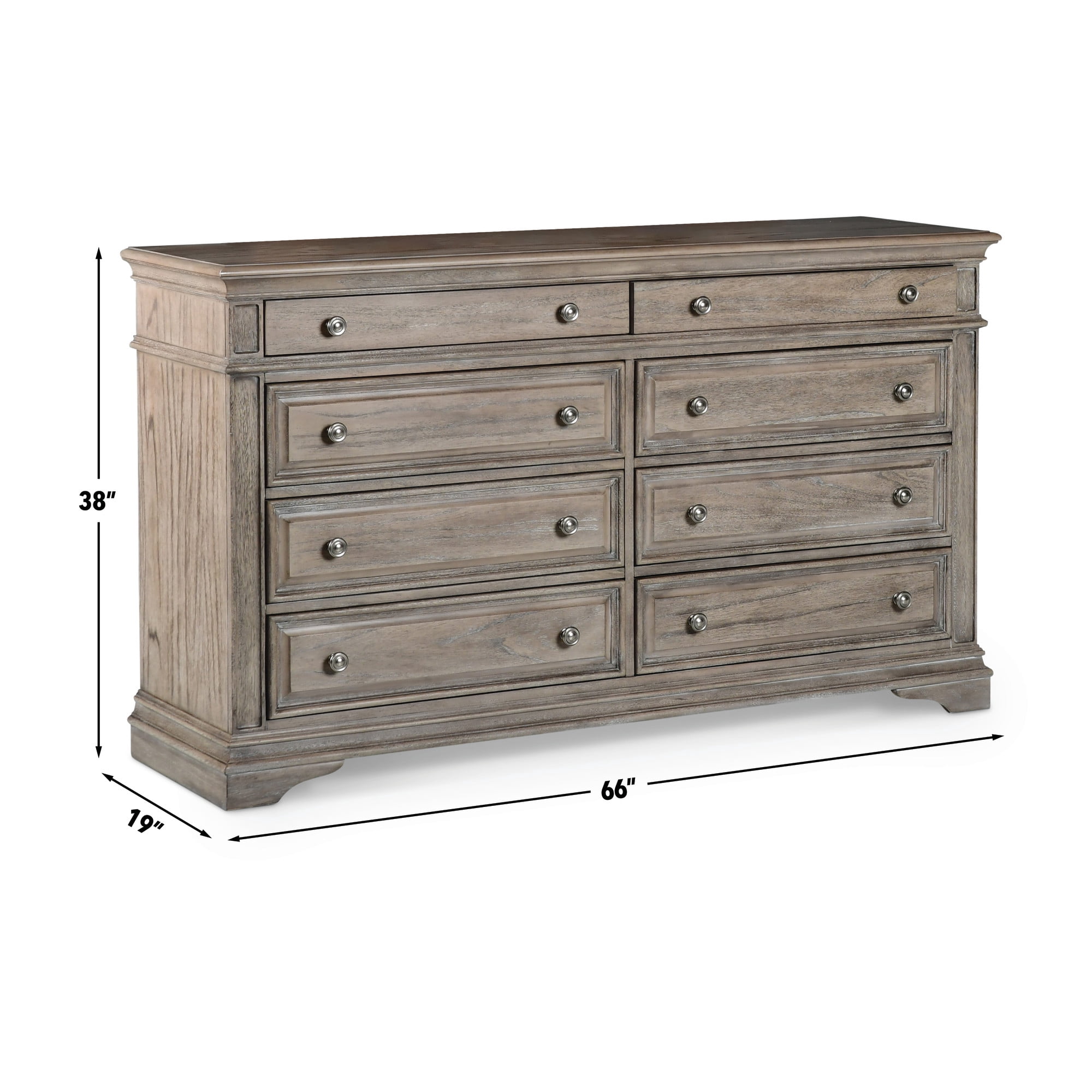 Steve Silver Highland Park Rustic Horizontal Dresser with 8 Drawers, Driftwood