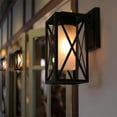 thumbnail image 2 of LNC Farmhouse 1-Light Outdoor Wall Sconce With Frosted Shade In Black Finish, 2 of 9