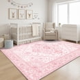 thumbnail image 2 of Janvonne Bohemian Pink Area Rug, Soft Low-Pile Washable Non-Slip Vintage Throw Rug for Living Room Bedroom Nursery, Stain Resistant Kid & Pet Friendly,5'x7', 2 of 8