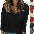 thumbnail image 1 of WRKEKC T-Shirts à Manches Longues pour Femmes, Hauts à Manches Longues pour Femmes, Blouse Chandail à Manches Longues en Tricot à Col Rond, Coupe Décontractée, Couleur Unie pour Femmes, 1 of 6