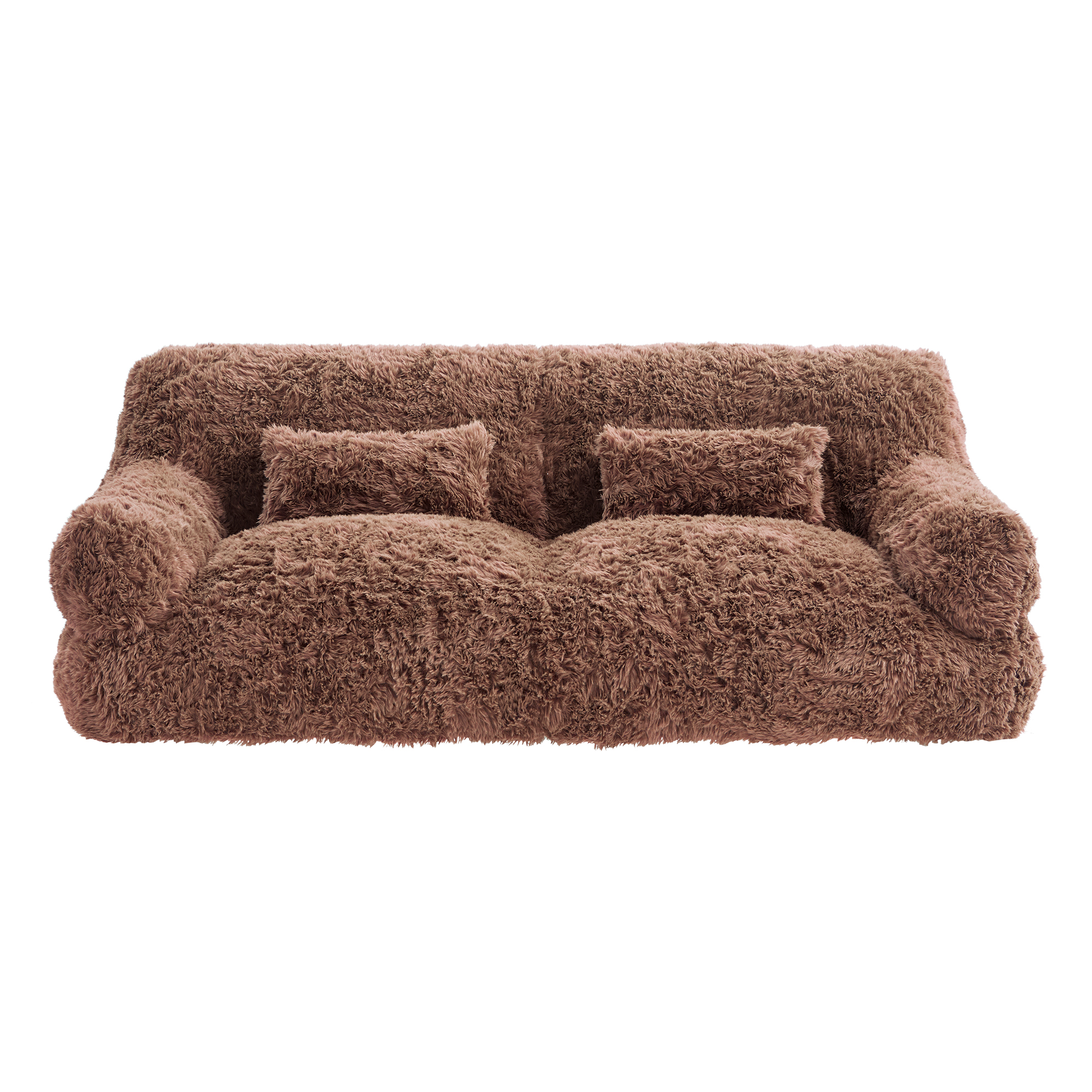 Spruce & Spring Ultra-Plush Fleece Lazy Sofa with Pillow & Blanket, Cozy Bean Bag Loveseat for Living Room & Bedroom, Rust