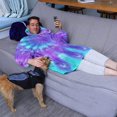 thumbnail image 3 of Purple Blue Tie Dye Pattern Wearable Oversized Blanket,Wearable Blanket Hoodie for Adults,Cozy Hooded Blankets with Super Pockets,Super Warm Fuzzy Pullover for Women & Men, 3 of 6