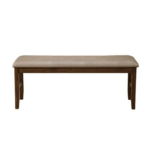 Benjara Rubberwood Dining Bench With Padded Upholstery Brown
