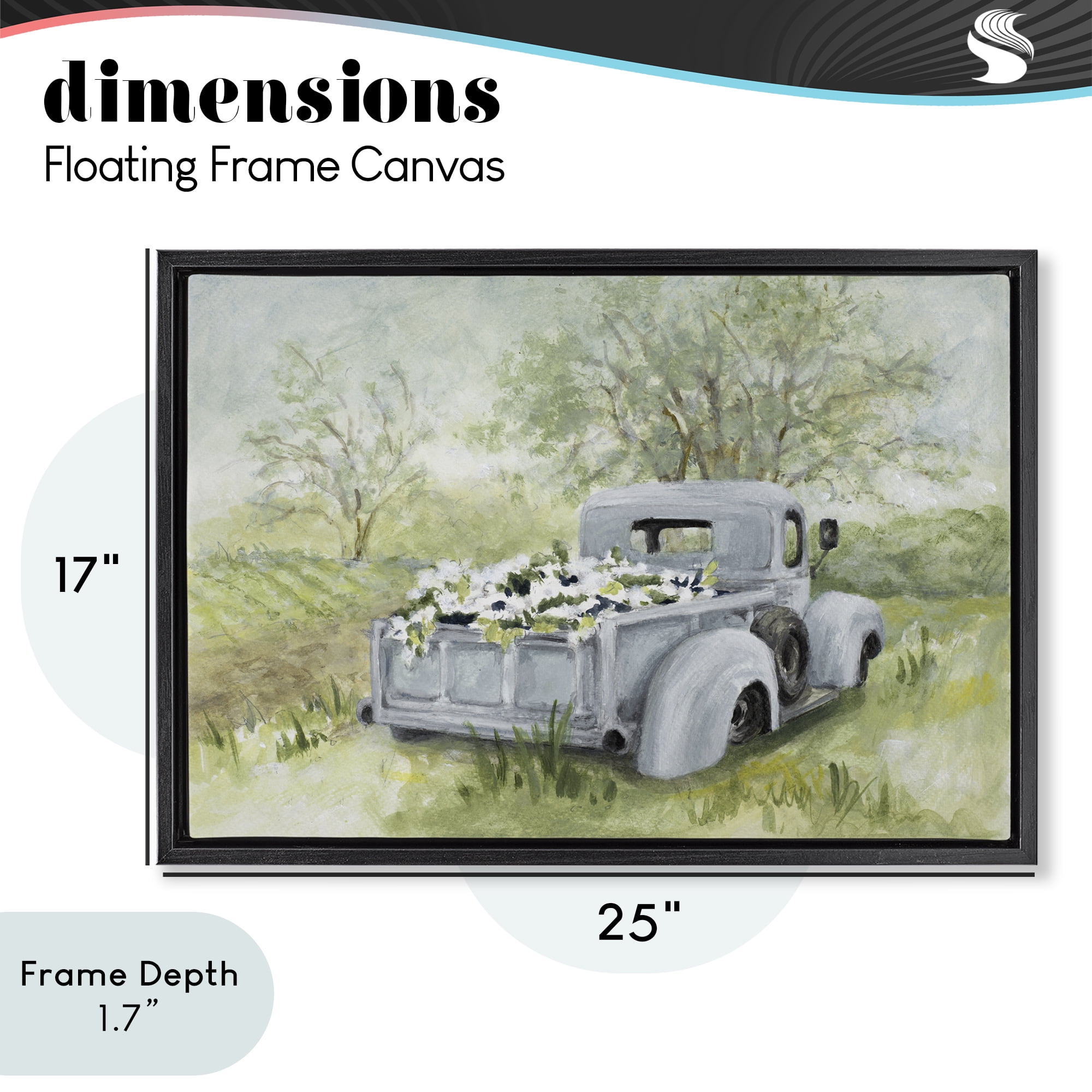 Stupell Industries Vintage Blue Truck Flower Sale Black Framed Floater Canvas Wall Art, design by Lanie Loreth