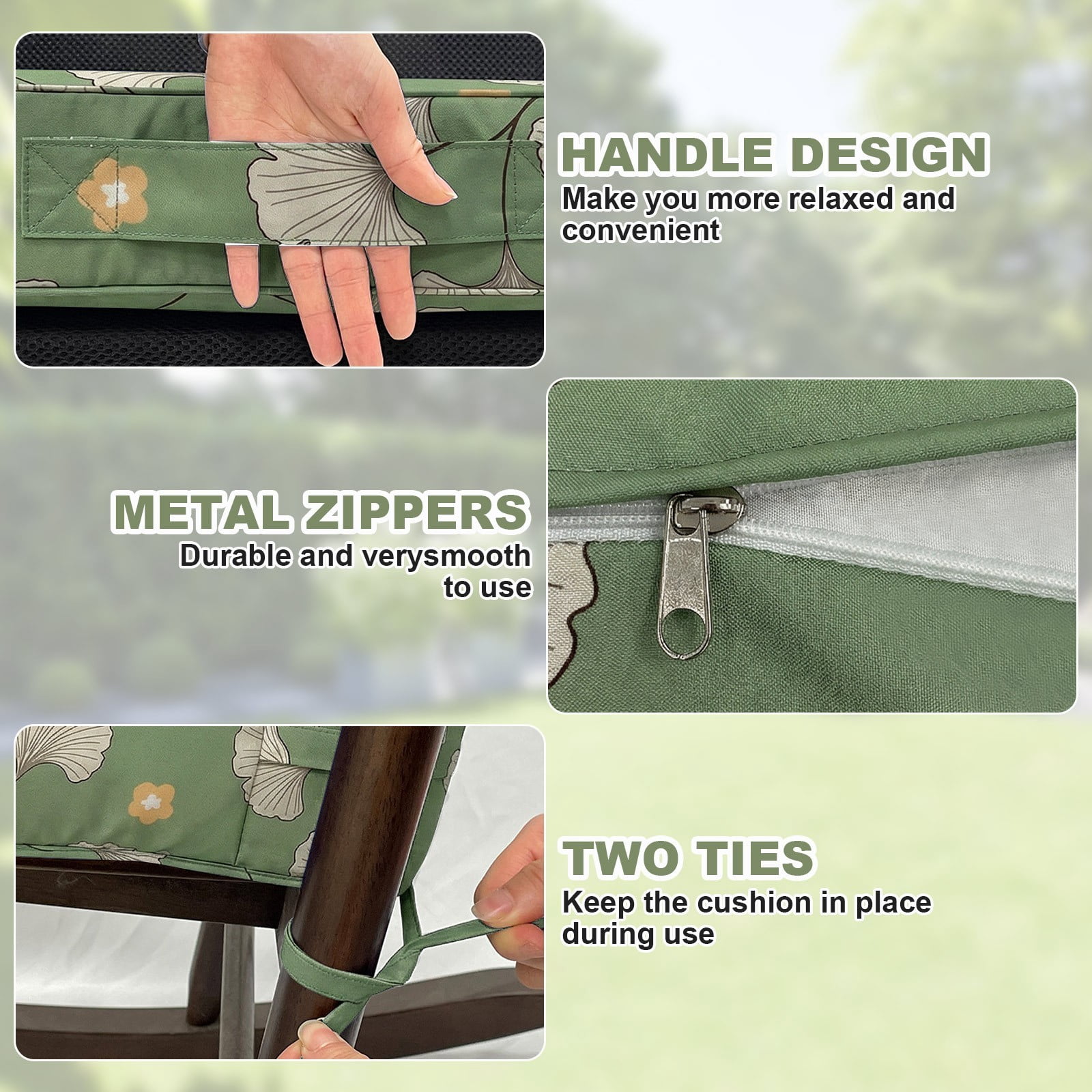 TOPCHANCES Outdoor Deep Seat Cushion Set, 24x24 Inch Waterproof Outdoor Deep Seat Cushions for Patio Furniture (Set of 1, Ginkgo Leaves)