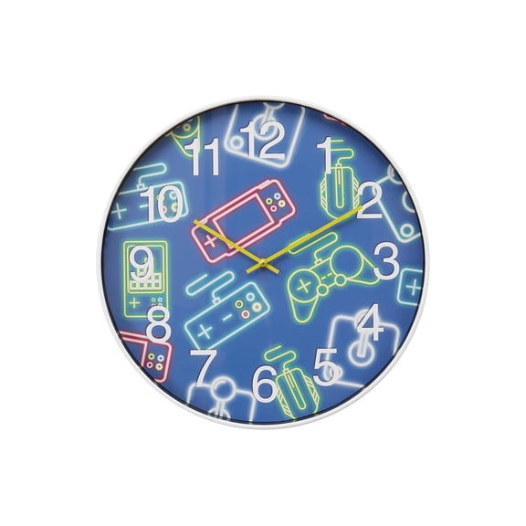 Clocks - 18" Round - Wall Clock - Multi-color Face - White Plastic Frame