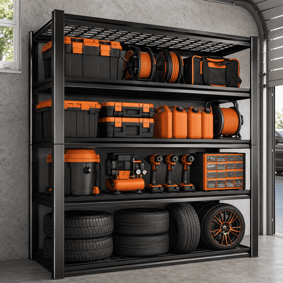 Black Garage Wire Shelving, Adjustable 5-Tier Heavy Duty Wire Shelving Unit, 35.4" W x 15.7" D x 72" H Metal Storage Rack for Garage, Pantry, Office, Basement & Warehouse