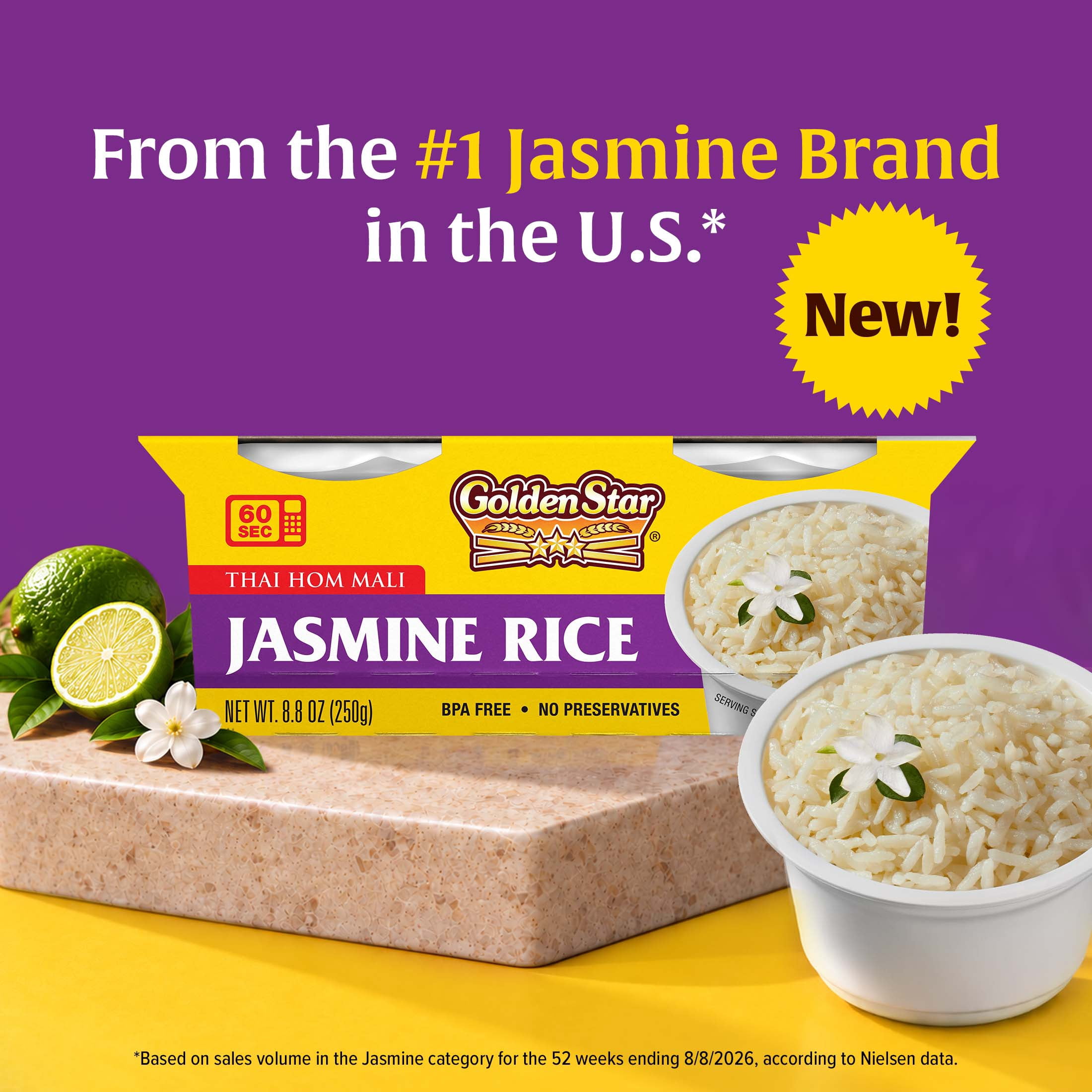 Golden Star Jasmine Rice, 4.4 oz Cups, 2 Pack