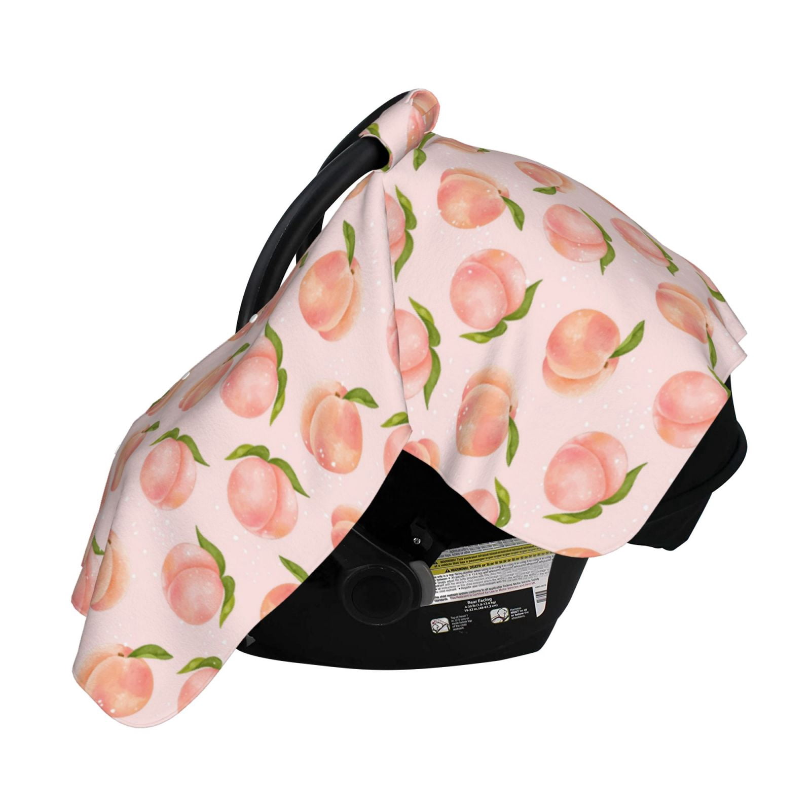 Naloa Peach With Leaves Baby Car Seat Cover, Breathable Baby Carrier Cover, Multiuse Baby Carrier Cover & Nursing Breastfeeding Cover