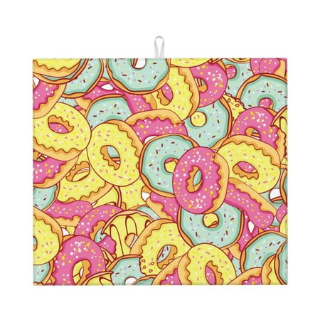 

Dish Drying Mats for Kitchen Counter Donut and Blue 16x18in Dish Drying Pad Coffee Mat with Hanging Loop Super absorbent Kitchen Counter Mat Coffee Bar Accessories