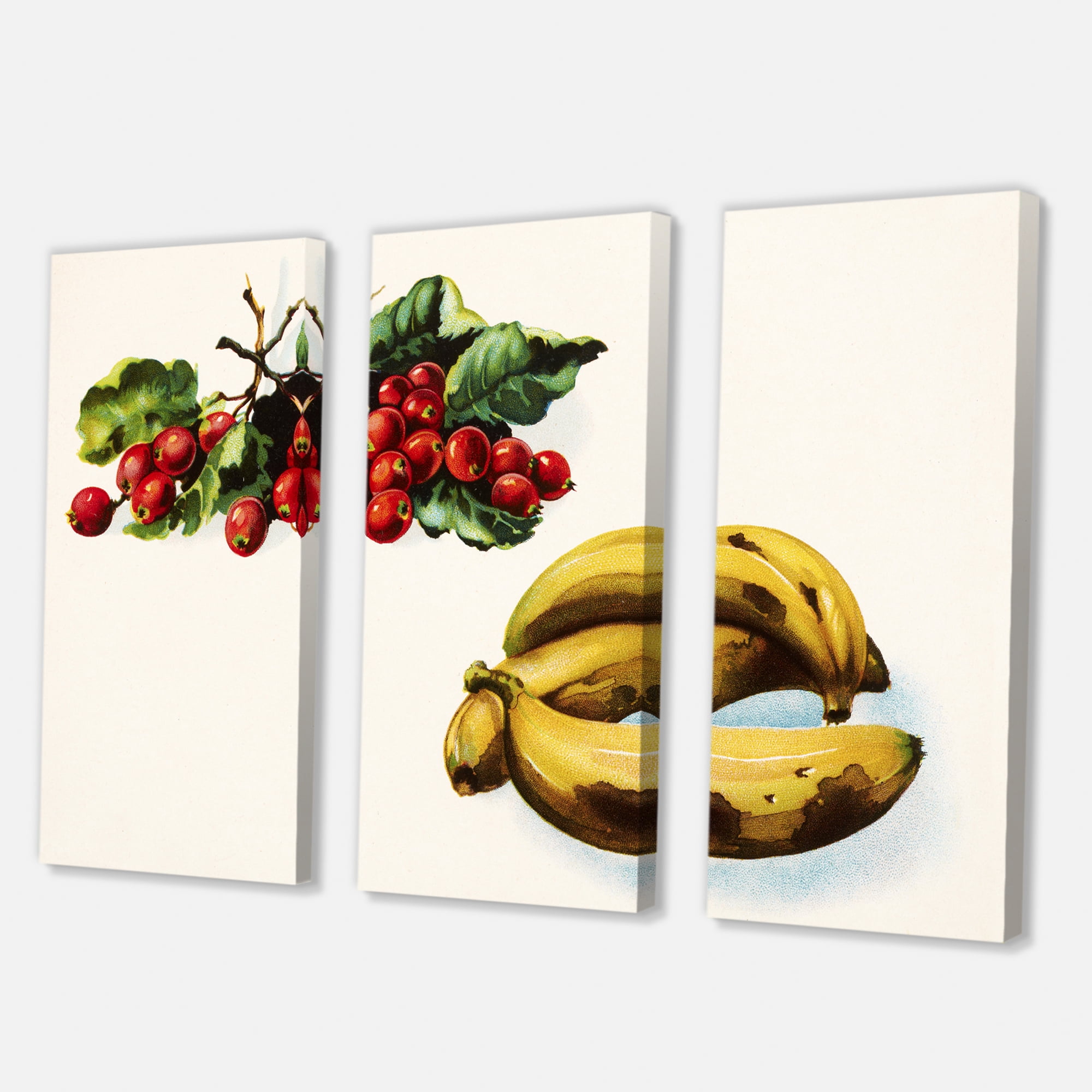 Designart ' Red Berries and Banana ' Farmhouse Canvas Wall Art Print