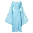thumbnail image 3 of SEAOPEN Renaissance Dress for Women Medieval Costume Victorian Dress Halloween Split Long Sleeve Fairy Witch Pirate Dresses Light blue,XL, 3 of 5