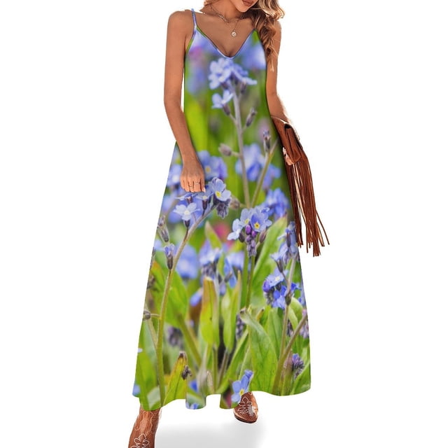 Vestido sin mangas nomeolvides, vestido sensual y sexy para mujer, vestido de lujo