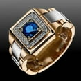 thumbnail image 2 of Opolski Luxury Men Faux Sapphire Inlaid Finger Ring Wedding Jewelry Valentines Day Gift, 2 of 6