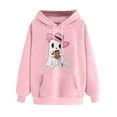 thumbnail image 3 of New trends for her GaThRRgYP Womens Sweatshirts Plus Size,Women Long-sleeved Hooded Pocket Halloween Printed Casual Loose Sweatshirt Pink XS, 3 of 4