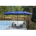 thumbnail image 1 of Twin 9' x 15' ft. feet Outdoor Patio Rectangular Market Umbrella - Blue, 1 of 7