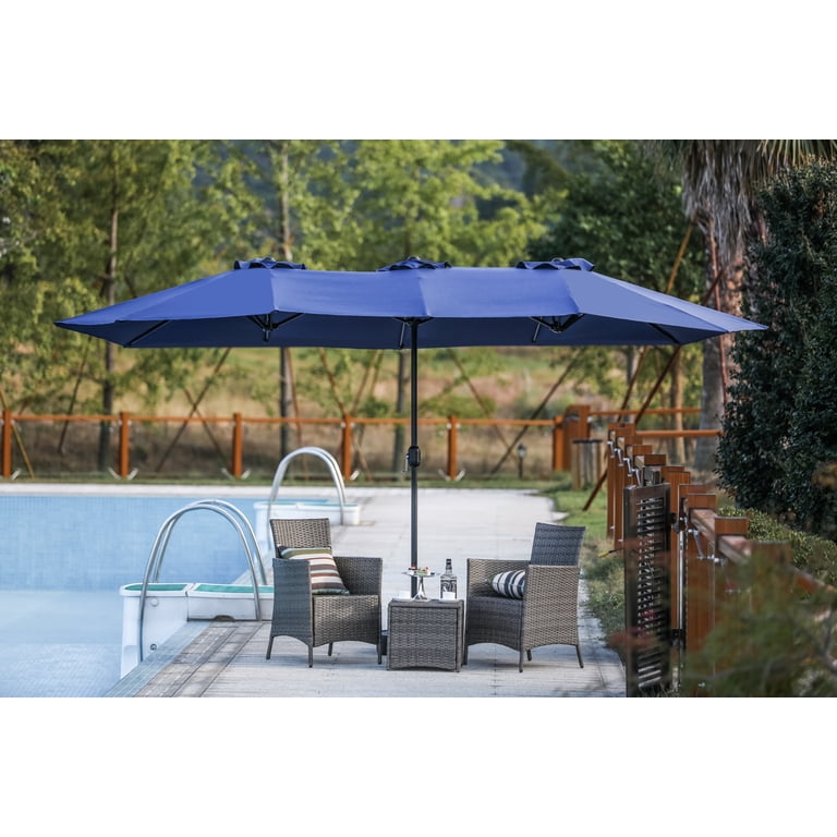 9 x 7 patio umbrella Outsunny 9' X 7' Solar Umbrella, Led Lighted Patio Umbrella For Table Or  Base With Tilt & Crank, Outdoor Umbrella For Garden, Deck, Backyard, Pool,