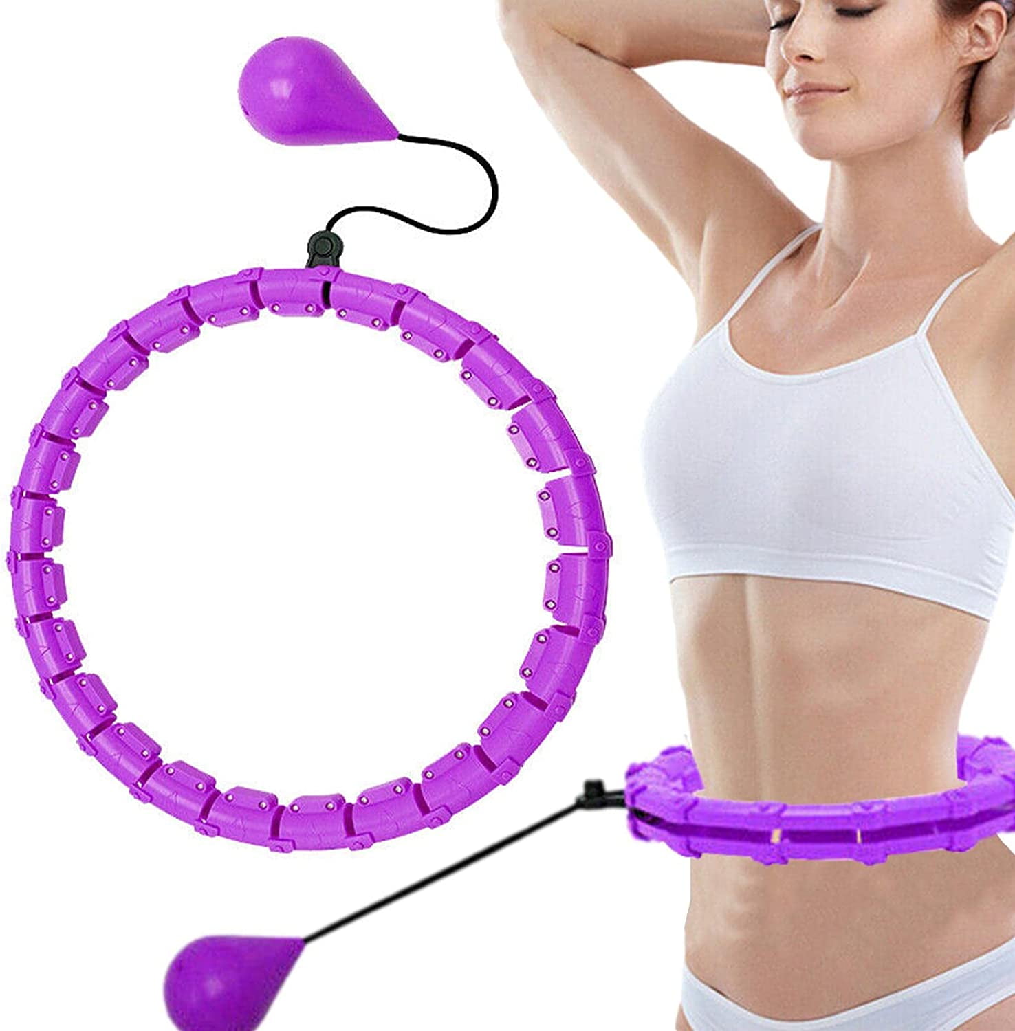 Smart Hula Weighted Hoop for Adults Weight Loss,Non-Fall Fitness Infinity Hoop 2 in 1 Abdomen Fitness Massage Hoola Hoop Plus Size Exercise Hoop 
