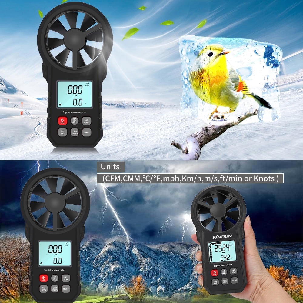 KKmoon Anemometer,Weather Data Outdoors CFM Meter Wind Handheld Portable Wind Meter CFM Meter Wind LCD Weather Meter Wind LCD Speed LCD CFM Portable Anemometer LCD CFM Wind Wind Meter Wind Meter de