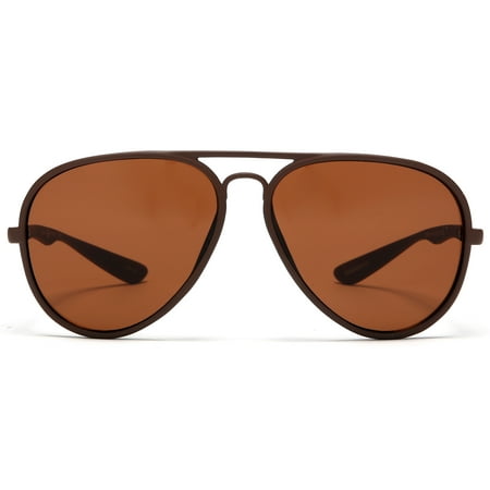 French Riviera Sport Aviator Carrera Sunglasses Unbreakable Rubber Frame Brown - Brown