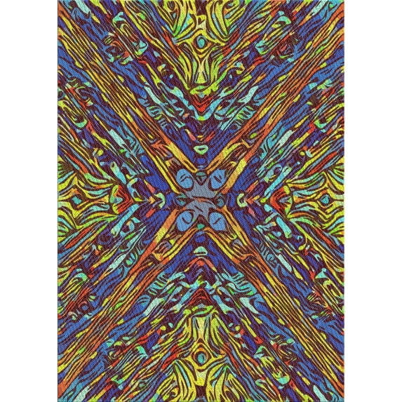 Ahgly Company Indoor Rectangle Patterned Green Abstract Area Rugs, 8' x 12'