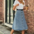 thumbnail image 5 of Ashirexll Denim Skirt Women, High Waisted Skirts for Women, Summer Denim Dress Pocket Skirt Casual Mid-Length Skirt Blue A M, 5 of 8