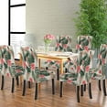 thumbnail image 2 of Watercolor Hibiscus Flower Chair Covers for Dining Room 6 Pack Beach Hibiscus Plumeria Tropical Leaves Seamless Pattern on a Light Yellow Stretch Spandex Kitchen Chair Slipcovers Removable Was, 2 of 5