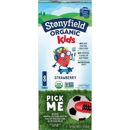 Stonyfield Organic Kids Strawberry Lowfat Yogurt Tubes, 2 oz, 8 Ct