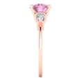 thumbnail image 3 of Three-Stone Engagement Ring for Women - 2ct Simulated Pink Diamond in 18K Rose Gold Promise Ring, 3 of 6