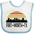 thumbnail image 3 of Inktastic Fort Worth Texas Skyline Retro Boys or Girls Baby Bib, 3 of 4
