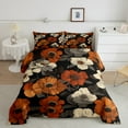 thumbnail image 2 of Watercolor Floral Bedding King Size Red Beige Flower Comforter Set, Botanical Plant Theme Duvet Insert Oil Painting Aesthetic Quilt Set, Summer Tropical Leaves Bedding Comforters & Sets, 2 of 6