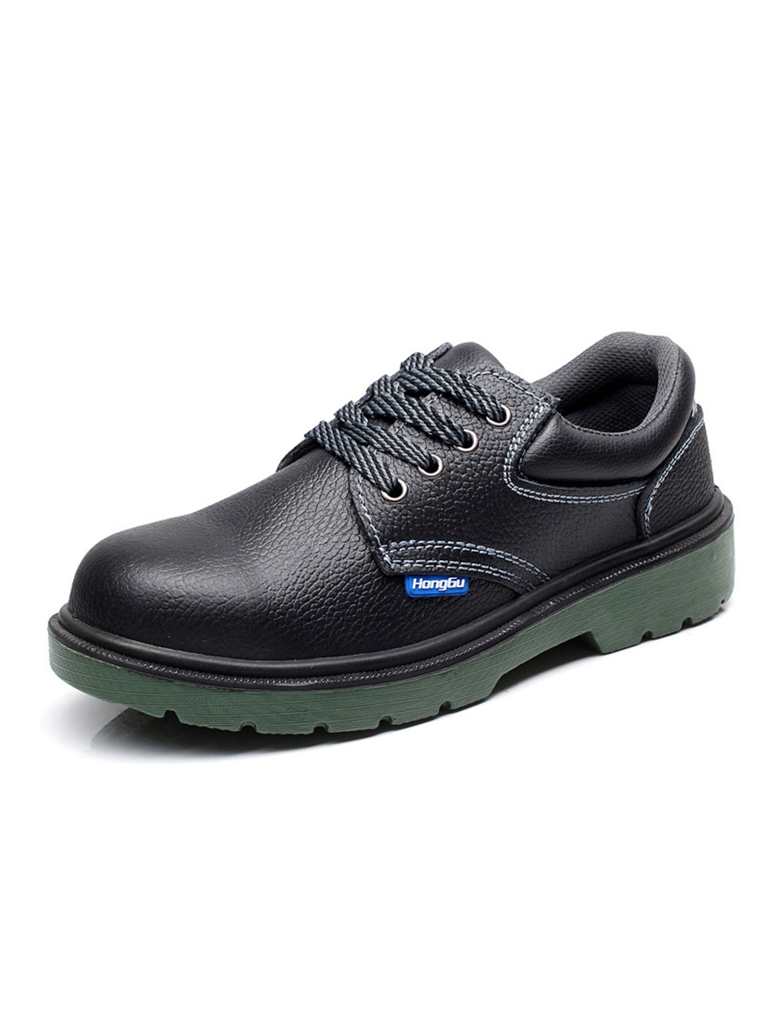 Ymiytan Womens Comfortable Safety Shoe Construction Lace Up Work Shoes Mens Hiking Non-Slip Leather Ankle Bootie, Adult Unisex, Size: 7/6, Black