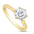thumbnail image 4 of AFFY 6-Prong Solitaire Style, 6.5MM Round Cut Lab Created Moissanite Diamond Solitaire Wedding Promise Ring For Women In 14K Yellow Gold Over Sterling Silver (VVS1 Clarity 0.90 Cttw)-5.5, 4 of 6