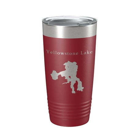 

Yellowstone Lake Map Tumbler Travel Mug Insulated Laser Engraved Coffee Cup Wyoming 20 oz Maroon