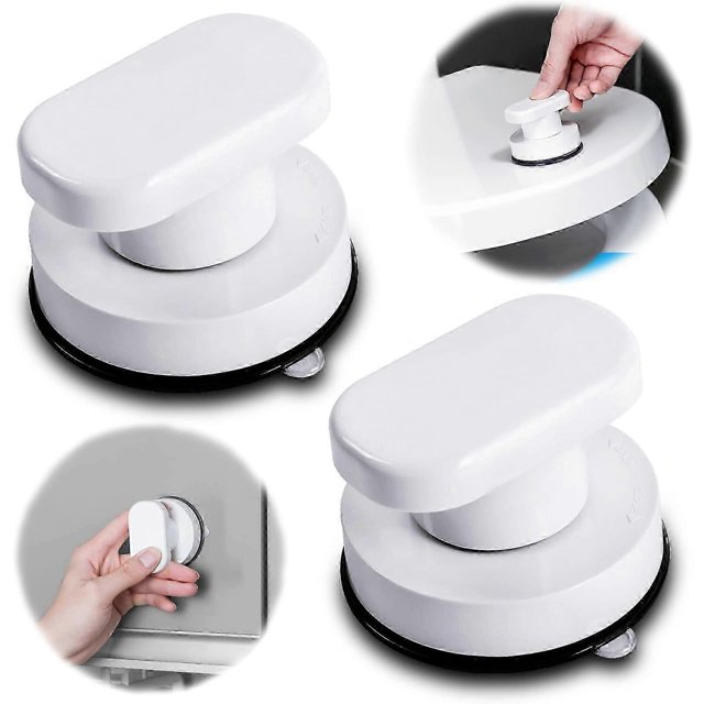2Pcs Strong Suction Cup Pull Handles, Sucker Handrail,Cupboard Knobs Drawer Cupboard Door Handle Glass Pull Handles, Furniture Control Knob