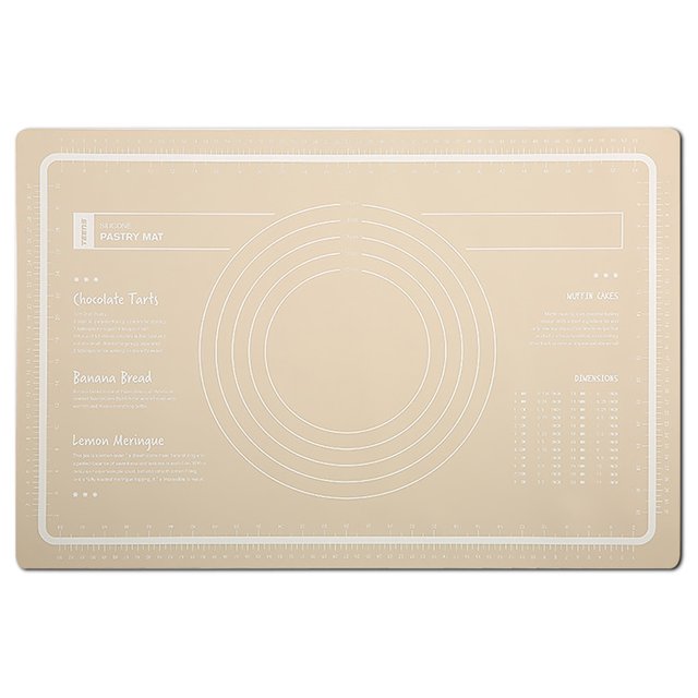 Cateissary Estera de rodante gruesa, tabla de amasar de Pizza antideslizante de silicona, encimera, hoja de rodillo de Fondant para el hogar, medición Herramientas y accesorios para hornear beige Cateissary HA008980-03B