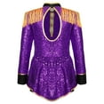 thumbnail image 4 of TiaoBug Kids Girls Circus Ringmaster Cosplay Jumpsuit Sequins Tassel Lion Tamer Stage Performance Costume Purple 8, 4 of 7