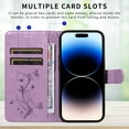 thumbnail image 4 of iPhone 13 Case Wallet with Cards Holder,Allytech Stylish Butterfly Embossed Shockproof Protective Flip Stand Cover for Girls Women Hand Wrist Wallet Case for Apple iPhone 13 - Purple, 4 of 11
