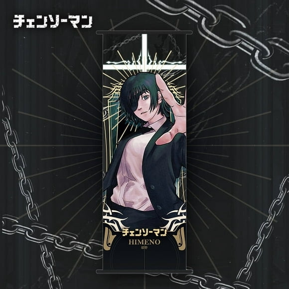 Chainsaw Man Anime Wall Art Hanging Scroll - Soft Velvet Decor Poster with Denji, Makima, Power & Aki Hayakawa Characters - Ready-to-Hang 25x70cm Home Decor for Bedrooms/Living Rooms - Unique Gift