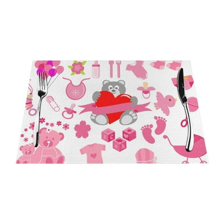 

PUREYAH Table Placemats Set of 6 PCS Washable Heat Resistant Baby Girl Toddler Table Decorations Placemats for Dining Room Kitchen