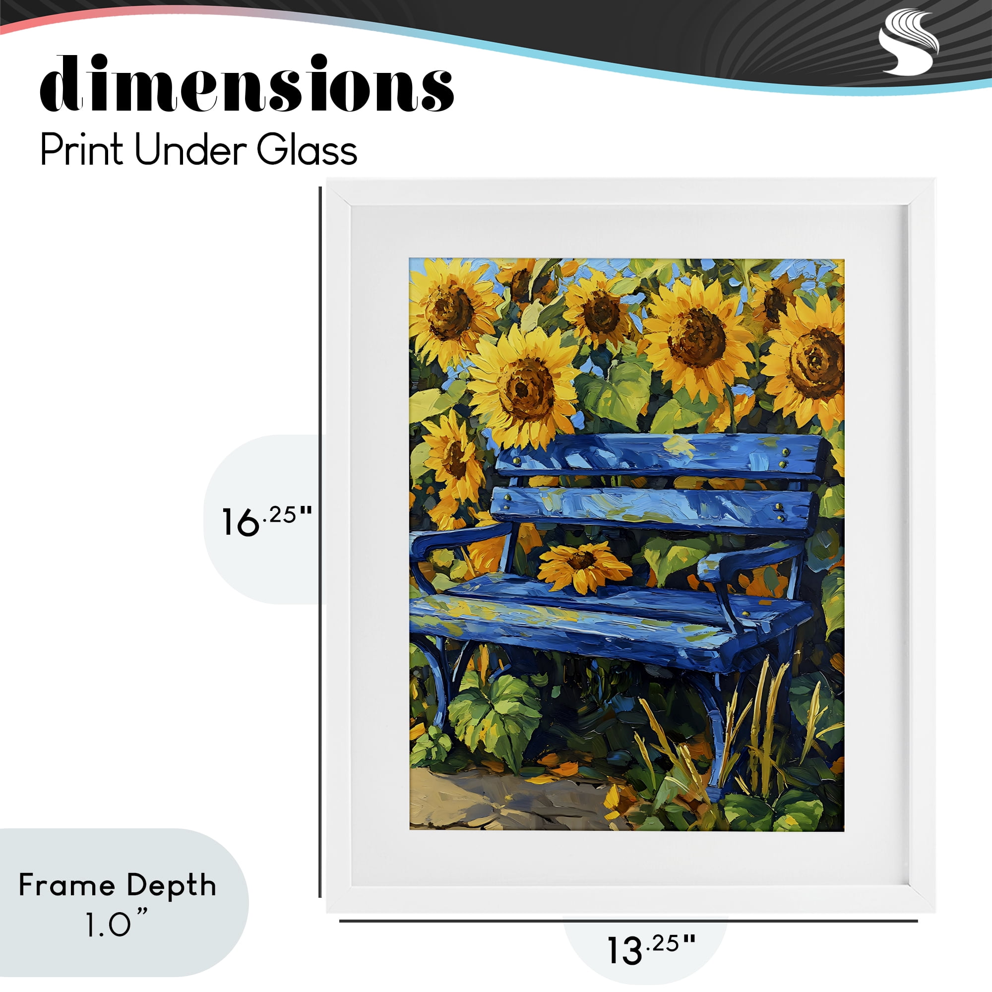 Stupell Industries Bench in Sunflower Field White Framed Print Under Glass, design by Creative Studio