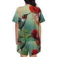 thumbnail image 4 of Womens Pajama Sets With Pocket, Hummingbird Floral Paradise Lounge Sets Short Sleeve Sleepwear PJ Sets for Women, 4 of 6