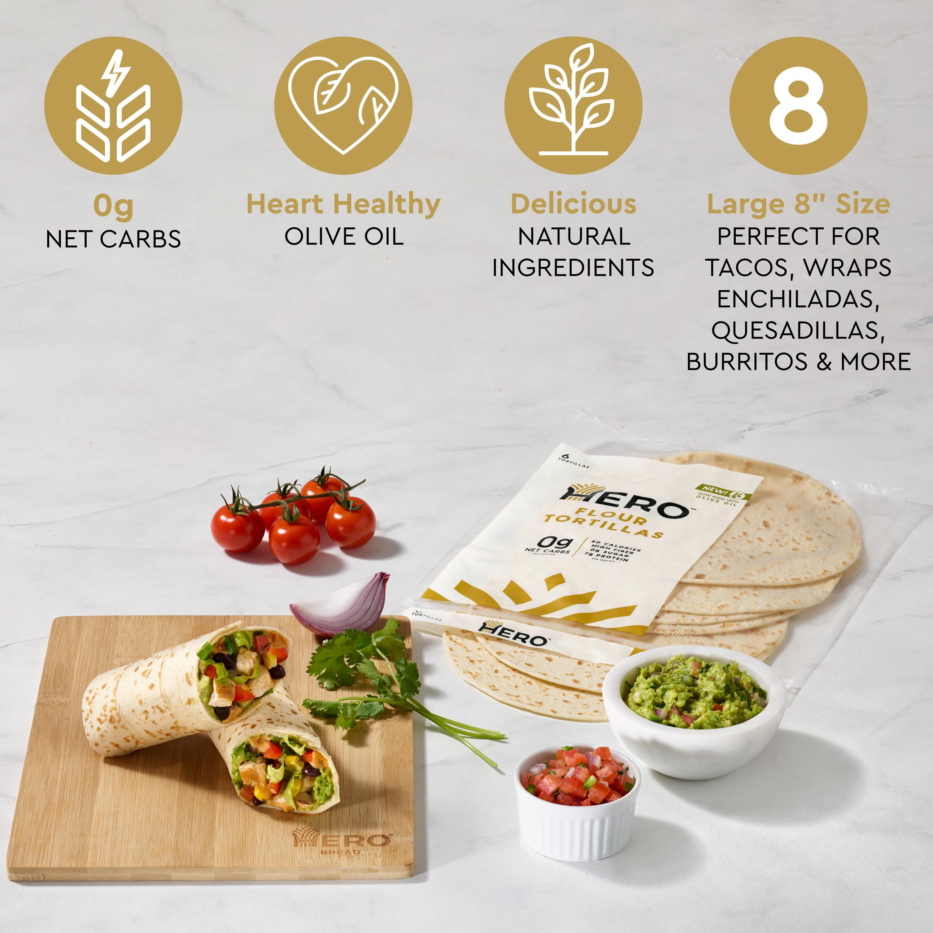 1g Net Carb Hero Flour Tortillas